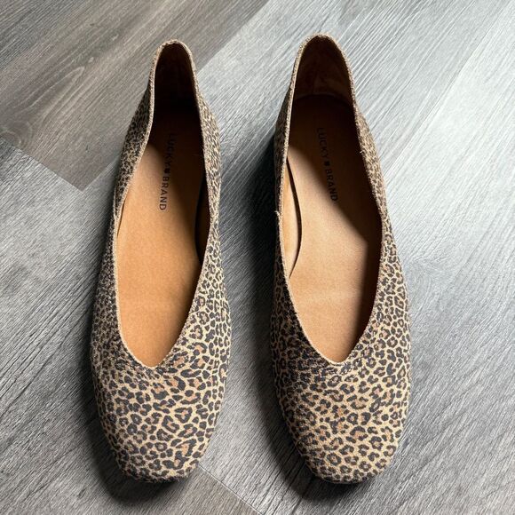Lucky Brand Leather Flats Alva Leopard Print 10.5 Women’s Shoes - Picture 5 of 9